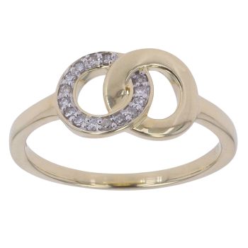 9ct Yellow Gold 0.07ct Brilliant Cut Diamond Interlocking Circles Ring