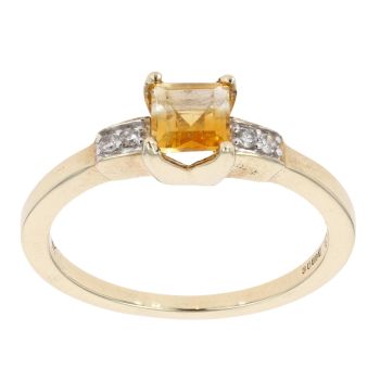 9ct Yellow Gold Created Citrine and Diamond Ring