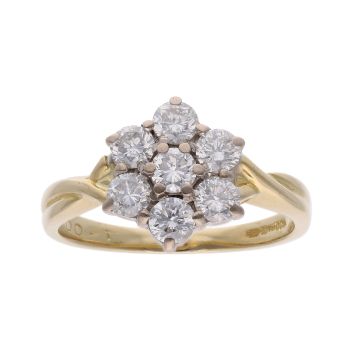 18ct Yellow Gold 1.00ct Diamond Cluster Ring