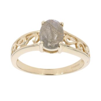 9ct Yellow Gold Labradorite Patterned Ring