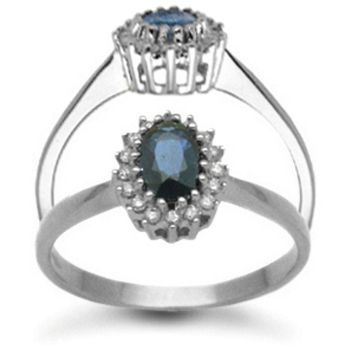 9 Carat White Gold 0.12pts Diamond & Sapphire Ring