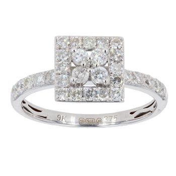 9ct White Gold 0.60cts Diamond Cluster Ring by Anya Belle