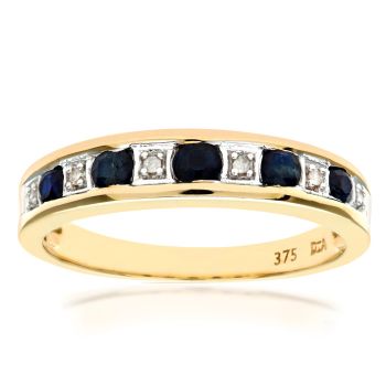 9ct Yellow Gold Sapphire and Diamond Eternity Ring