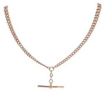 9ct Rose Gold Albert T-Bar Chain 16"