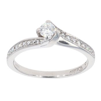18ct White Gold 0.33ct Diamond Solitaire Twist Ring