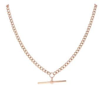 9ct Rose Gold Albert T-bar Chain 18"