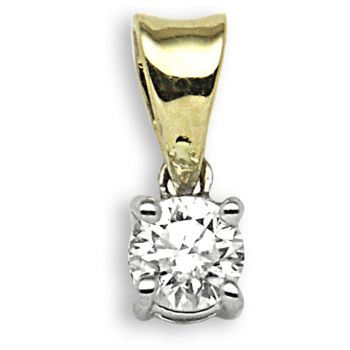 18ct Yellow Gold 0.25ct Diamond Claw Set Pendant