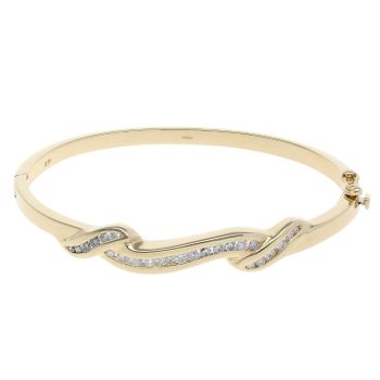 9ct Yellow Gold 0.65ct Brilliant Cut Diamond Bangle