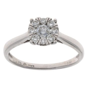 9ct White Gold 0.50ct Brilliant Cut Diamond Cluster Ring