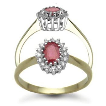 9 Carat Yellow Gold 0.12pts Diamond & Ruby Ring