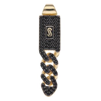 14ct Yellow Gold Monaco Classic Black Cubic Zirconia Pave Pendant