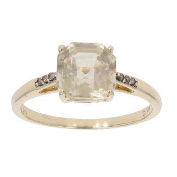 9ct Yellow Gold 0.05ct Diamond and Heliodor Ring