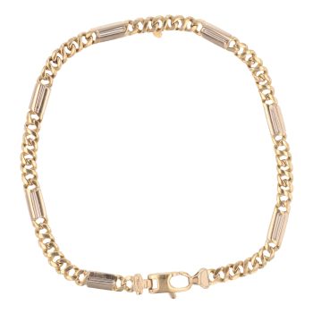 9ct Yellow And White Gold Figaro Bracelet 8.5"