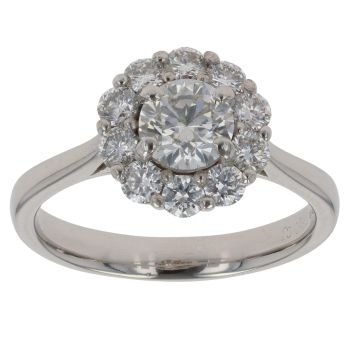Platinum 1.35ct Brilliant Cut Diamond Cluster Ring