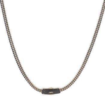 14ct Yellow Gold Monaco Agua Black Pave Lock Fancy Chain 18"