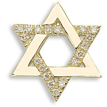 9 Carat Yellow Gold 10pts Diamond Star Of David Pendant