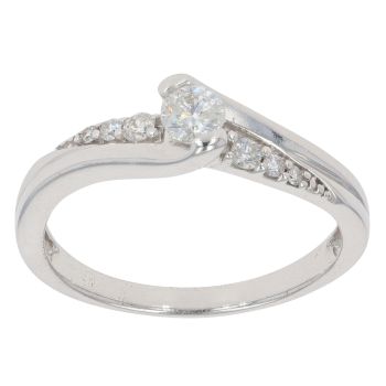 9ct White Gold Brilliant Cut 0.33ct Diamond Solitaire Ring