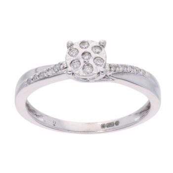 9ct White Gold 0.10ct Diamond Cluster Ring