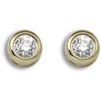 18 Carat Yellow Gold 10pts Rubover Earrings