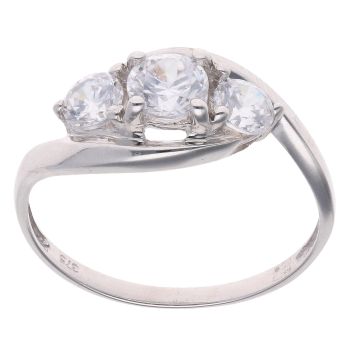 9ct White Gold Cubic Zirconia Three Stone Ring