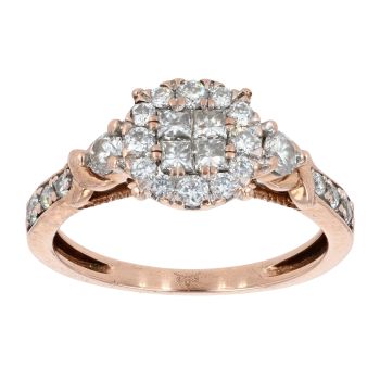 9ct Rose Gold 0.66ct Diamond Cluster Ring