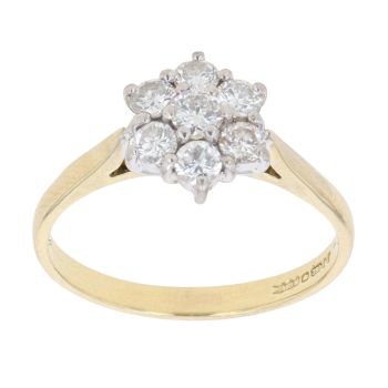 18ct Yellow Gold 0.62ct Brilliant Cut Diamond Cluster Ring