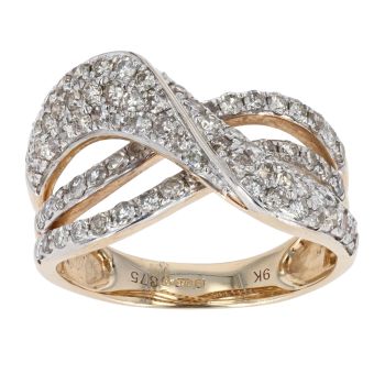 9ct Yellow Gold 1.18ct Diamond Wave Ring by Anya Belle