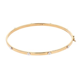 9ct Yellow and White Plain Screw Bangle