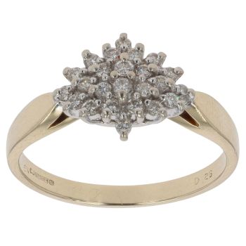 9ct Yellow Gold 0.26ct Brilliant Cut Diamond Cluster Ring