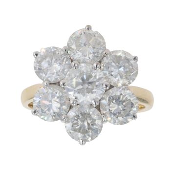 18ct Yellow Gold 5.30ct Diamond Cluster Ring