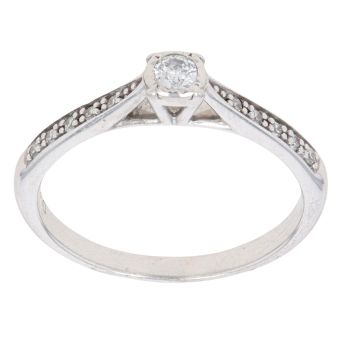9ct White Gold 0.16ct Brilliant Cut Diamond Solitaire Ring