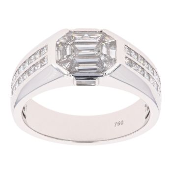 18ct White Gold 1.87ct Pie And Princess Cut Two Row Diamond Ring