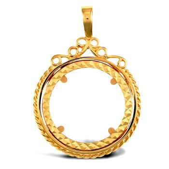 9ct Yellow Gold Full Sovereign Pendant Mount - Scroll Top