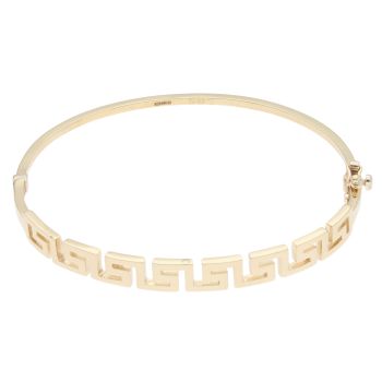 14ct Yellow Gold Greek Key Hinged Bangle