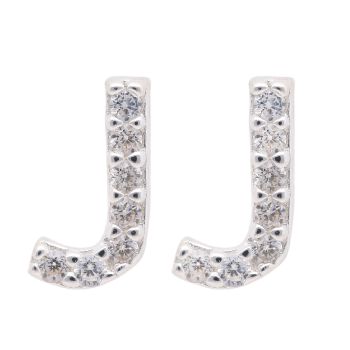 Silver Personalised Block Cubic Zirconia Initial Earring Studs