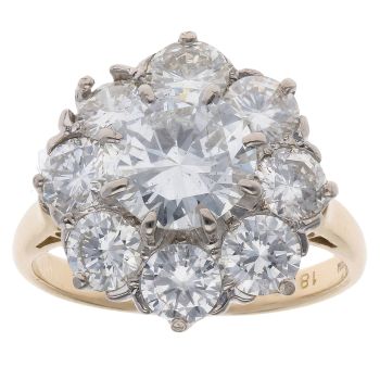 18ct Yellow Gold 3.75ct Brilliant Cut Diamond Cluster Ring
