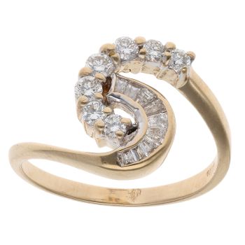 18ct Yellow Gold 0.50ct Brilliant And Baguette Cut Diamond Fancy Ring