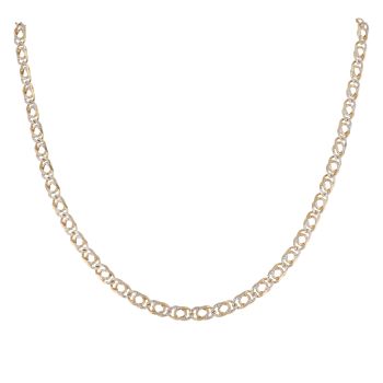 9ct Yellow And White Gold Double Patterned Curb Chain 18"