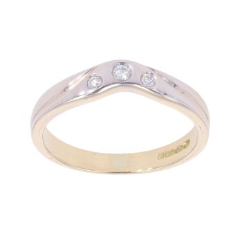 18ct Yellow And White Gold 0.05ct Diamond Wishbone Ring