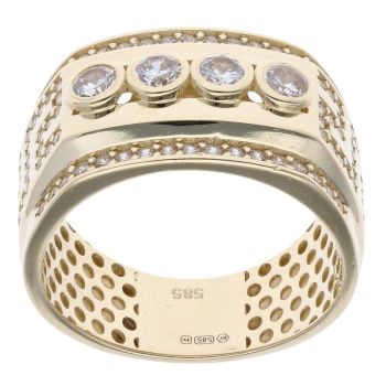 14ct Yellow Gold Cubic Zirconia Signet Ring
