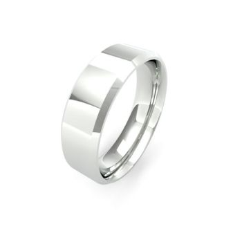 18ct White Gold 6mm Soft Chamfered Edge Wedding Band
