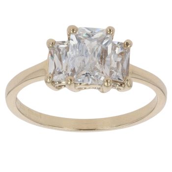 9ct Yellow Gold Cubic Zirconia Three Stone Ring