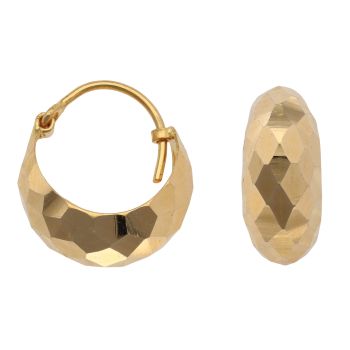 22ct Yellow Gold Faceted Basket Hoop Earrings