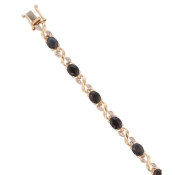 9ct Yellow Gold 0.15ct Diamond and Sapphire Bracelet 7"