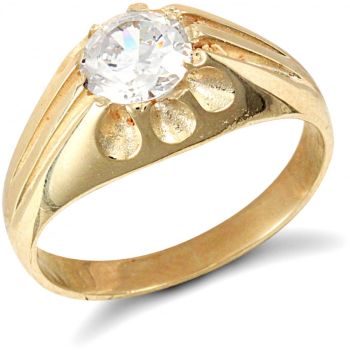 9ct Yellow Gold Gents Cubic Zirconia Ring