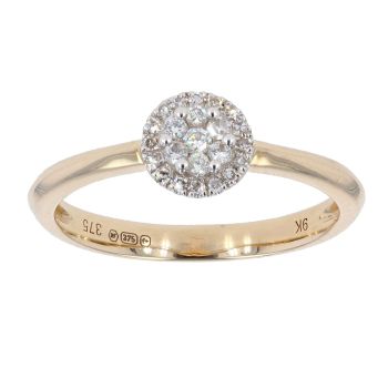 9ct Yellow Gold 0.13cts Diamond Cluster Ring by Anya Belle