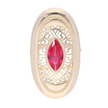 14ct Yellow Gold Red Gemstone Ring