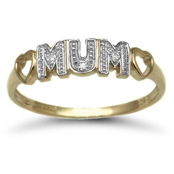 9ct Yellow Gold 0.02ct Diamond Mum Ring