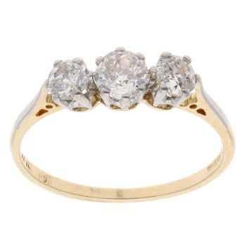 18ct Yellow Gold And Platinum 0.75ct Diamond Trilogy Ring