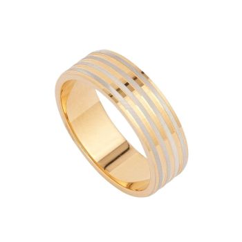 22ct Yellow Gold Band Ring with lines